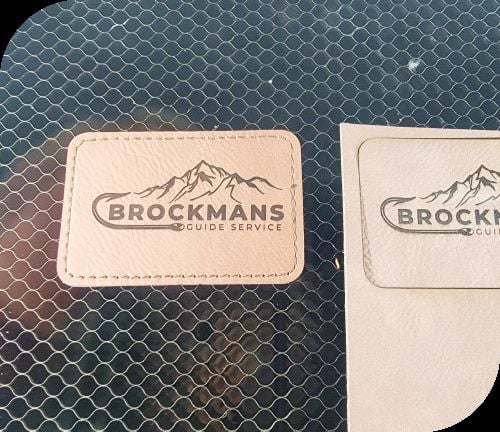 Leather-effect branded patches